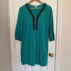 Boden Teal Jersey Dress Embroidered Spring Summer 8L